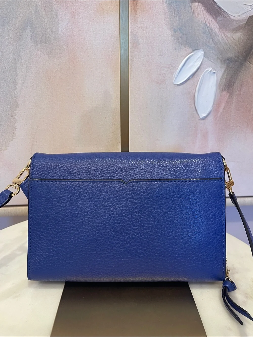 Tory Burch Pebbled Leather Crossbody in Royal Blue with Gold Hardware